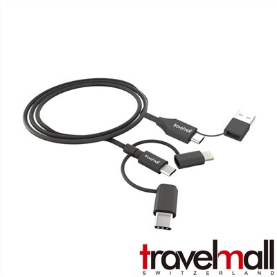 Travelmall 5IN1 Type-C / USB-A 1M 數據/快充線-Lightning, Micro-USB & USB-C cable-黑