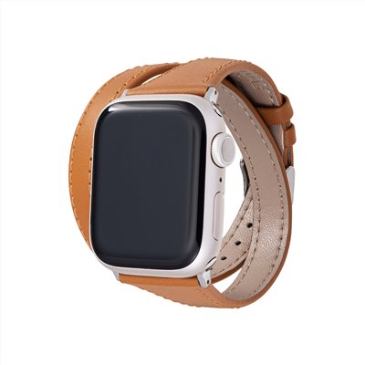 GRAMAS Apple Watch 38/40/41/42mm 雙重環繞仕女真皮錶帶-棕