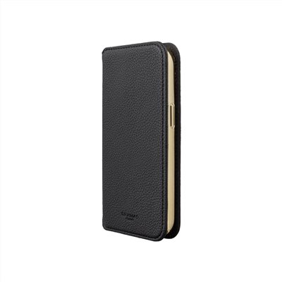 Gramas iPhone 15 Pro Max 6.7吋 Shrink 時尚工藝 掀蓋式皮套 (黑)
