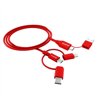 Travelmall 5IN1 Type-C / USB-A 1M 數據/快充線-Lightning, Micro-USB & USB-C cable-紅