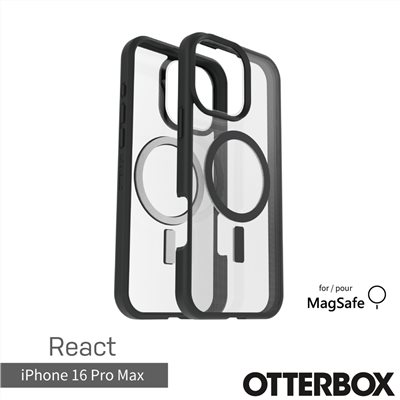 OtterBox  iPhone 16 Pro Max 6.9吋 React 輕透防摔殼-黑透