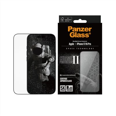 PanzerGlass iPhone 17 / 16 Pro 6.1吋 Ceramic 2.5D 5倍超強化滿版抗指紋微晶陶瓷玻璃保貼 (日本Ohara結晶玻璃)