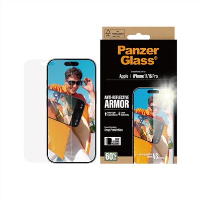 PanzerGlass iPhone 17 / 16 Pro 6.1吋 Armor 2.5D 耐衝擊亮度提升抗反射玻璃保護貼