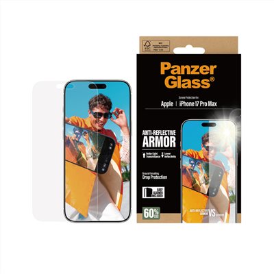 PanzerGlass 17 Pro Max 6.9吋 Armor 2.5D 耐衝擊亮度提升抗反射玻璃保護貼