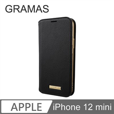 GRAMAS iPhone 12 mini 時尚工藝 掀蓋式皮套- Shrink (黑)