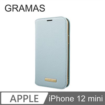 GRAMAS iPhone 12 mini 時尚工藝 掀蓋式皮套- Shrink (淺藍)