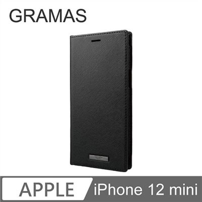 GRAMAS iPhone 12 mini 職匠工藝 掀蓋式皮套- EURO (黑)