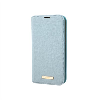 GRAMAS iPhone 13 Pro 時尚工藝 掀蓋式皮套- Shrink (淺藍)