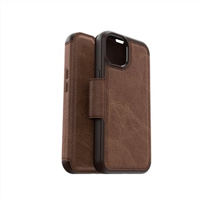 OtterBox iPhone 14 Strada步道者系列真皮掀蓋保護殼-棕