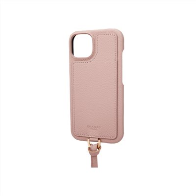 Gramas iPhone 14 時尚工藝 吊繩皮革手機殼- Shrink (粉)
