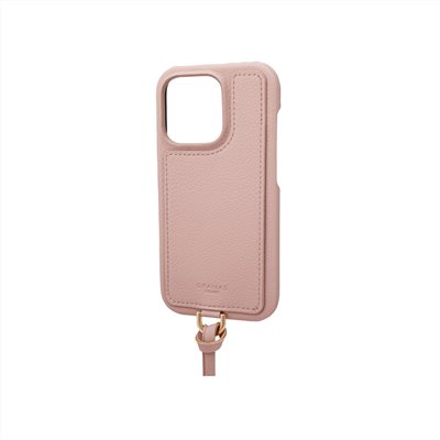 Gramas iPhone 14 Pro 時尚工藝 吊繩皮革手機殼- Shrink (粉)