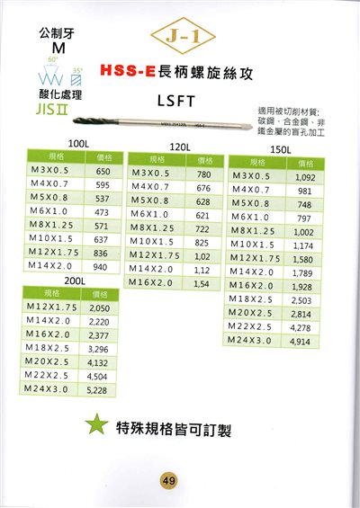 加長螺旋絲攻
