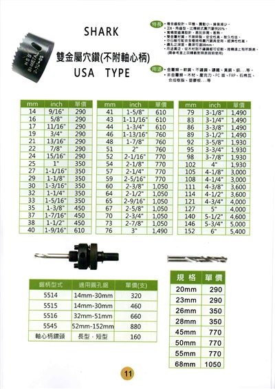 雙金屬穴鑽