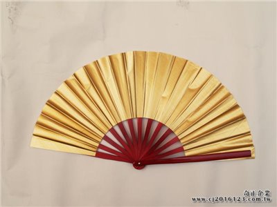 E-18金蔥扇(金色-紅骨)空白(台灣製)