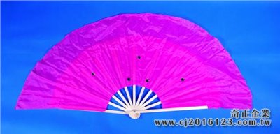 E-76太極飄扇(綢緞布.木頭骨)(空白)桃紅色(大陸製)