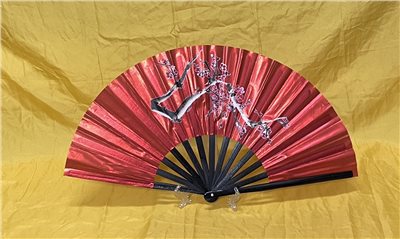 E-15紅蔥扇(紅色-黑骨)梅花(台灣製)