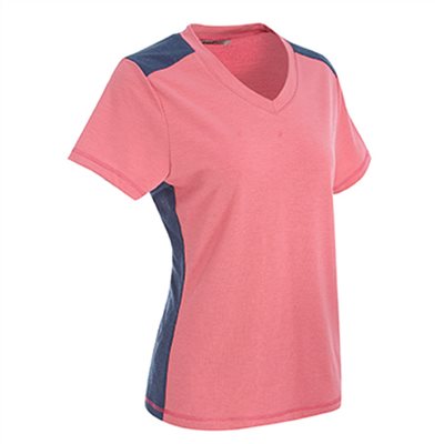 瑞多仕 DB8850 女款TENCEL® 女V領(肩脇配) 桃粉紅色/午夜藍色