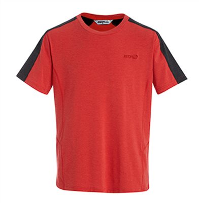 瑞多仕 DB8841 男款TENCEL® 男圓領肩配 熔岩紅色/黑灰色
