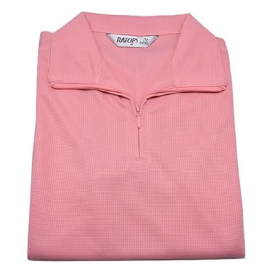 瑞多仕 DB8371 女款COOLMAX 女拉鍊POLO 珍珠粉/岩褐色/灰卡其色