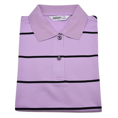 瑞多仕 DB8411 女款COOLMAX 女細條POLO 粉紫色/藍黑條