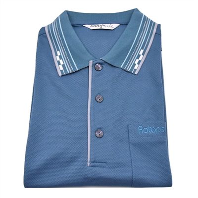 瑞多仕 DB8415 男款THERMOCOOL 男POLO(門襟出芽) 土耳其藍色/灰色芽