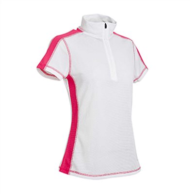 瑞多仕 DB8590 女款THERMOCOOL 女翻領POLO 米白色/豔桃紅色