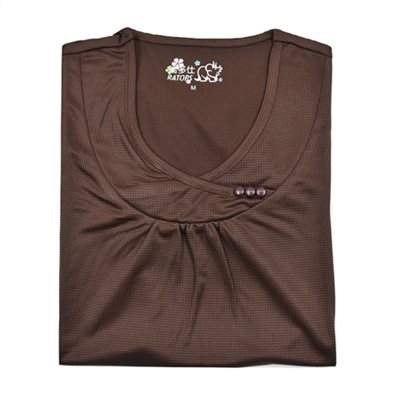 瑞多仕 DB8464 女款COOLMAX 女雙層領小釦 菸葉褐色