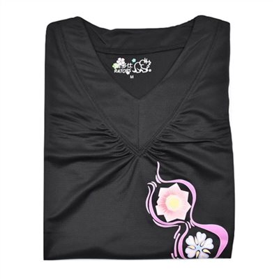 瑞多仕 DB8467 女款COOLMAX 女大V領印花 灰黑色