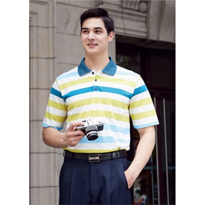 瑞多仕 DB8940 Coolmax 男條紋POLO 白色/水藍色/秋香綠色/靛藍色  戶外休閒