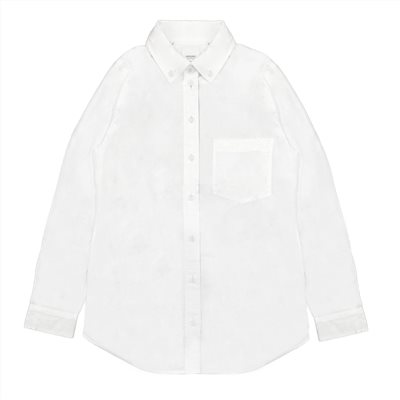 【BURBERRY 】8067813 經典手袖格紋薄長襯衫(白色)