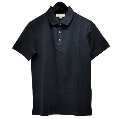 【BURBERRY 】8036273 素面戰馬衣服Logo短袖上衣Polo衫(黑色)