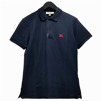【BURBERRY 】8036248 素面戰馬衣服Logo短袖上衣Polo衫(深藍色)