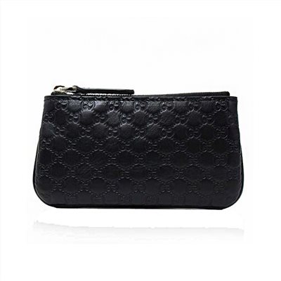 【GUCCI 古馳】544476 Gutchishima GG 鑰匙圈拉鍊零錢包(黑色)