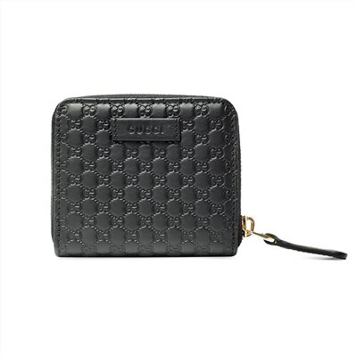【GUCCI 古馳】經典Guccissima壓紋牛皮拉鍊/暗扣短夾(黑449395-BMJ1G-1000)