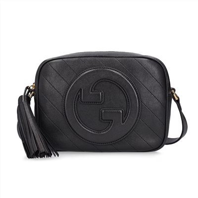 【GUCCI 古馳】742360 新款BLONDIE流蘇吊飾相機包斜背包(黑色)
