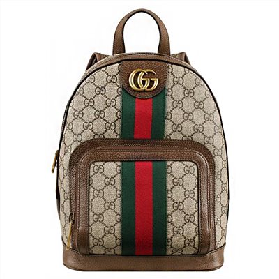 【GUCCI 古馳】547965 經典Ophidia綠紅綠GG印花帆布牛皮飾邊手提/後背包
