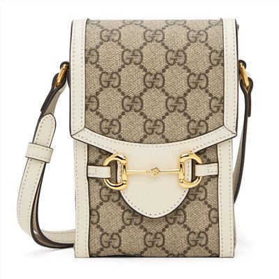 【GUCCI 古馳】625615 經典Horsebit mini 迷你馬銜扣肩背斜背1955手機包 (白色)