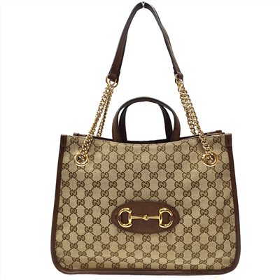 【GUCCI 古馳】621144 經典1955馬銜扣系列夾層鍊帶手提/肩背托特兩用包(棕色)