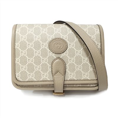 【GUCCI 古馳】671620 Retro系列GG Supreme帆布迷你復古馬鞍包肩背斜背包 (燕麥色)