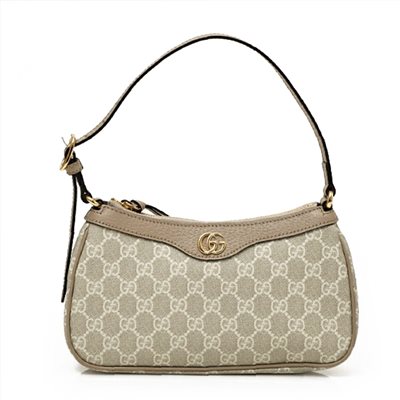【GUCCI 古馳】735145 新款Ophidia經典GG Supreme帆布輕巧手提/肩背腋下包 (燕麥色)