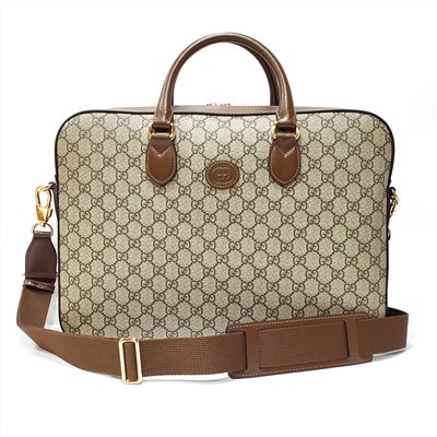 【GUCCI 古馳】674140 新款Retro GG superme系列帆布手提肩背斜背兩用公事包