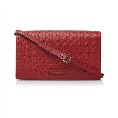 【GUCCI 古馳】466507 經典Guccissima系列雙G壓紋LOGO牛皮肩背/斜背包(紅色)