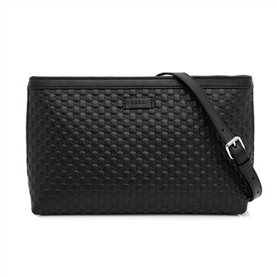 【GUCCI 古馳】607723 經典Guccissima皮革壓紋肩背斜背手拿包(黑色)