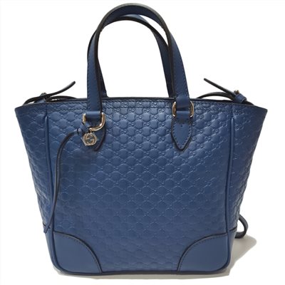 【GUCCI 古馳】449241 經典Guccissima GG壓紋兩用牛皮飾邊手提/斜背包(藍色)