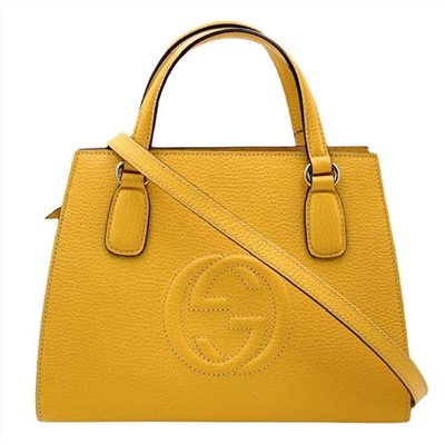 【GUCCI 古馳】 607722 經典SOHO系列雙G LOGO牛皮手提/斜背兩用包  