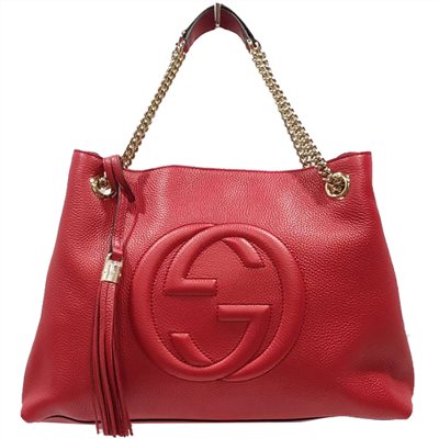 【GUCCI 古馳】 536196 SOHO雙G LOGO 流蘇雙鍊手提/肩背兩用包 