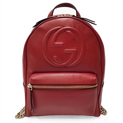 【GUCCI 古馳】536192 經典SOHO系列GG LOGO牛皮金鍊後背包