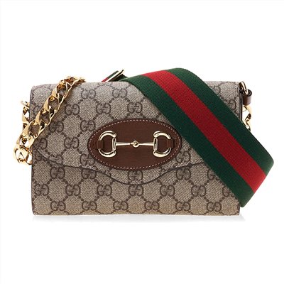 【GUCCI 古馳】 724713 經典1955 Horsebit馬銜釦雙背帶手拿/斜背/腋下包(棕色)