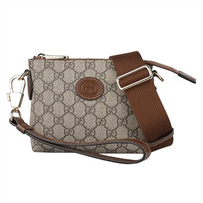 【GUCCI 古馳】 723306 經典INTERLOCKING G系列帆布迷你手拿包/斜背包