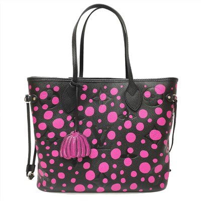 【Louis Vuitton 路易威登】M46419 草間彌生聯名款LV x YK系列Neverfull MM手提肩背子母購物包(桃紅色)